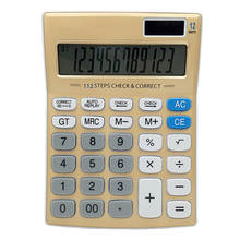 Gold 12 Digits Solar Calculator Dual Power Supply Office Commercial Electronic Calculator Student Exam Calculator Stationery 2024 - buy cheap