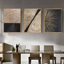 Póster minimalista Retro con textura de línea dorada y negra abstracta, arte de pared, pintura en lienzo, decoración moderna de lujo para sala de estar y el hogar 2024 - compra barato