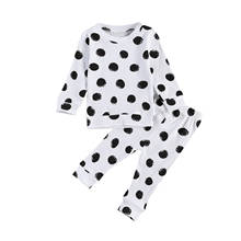 0-24m 2 pçs bebê recém-nascido meninos meninas roupas algodão polka dot manga longa topo + calças conjunto de roupas 2024 - compre barato