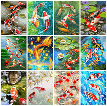 Huacan-pintura de diamantes 5D DIY, Kit de Arte de pez cuadrado completo, bordado de diamantes, mosaico, decoraciones de animales para el hogar 2024 - compra barato