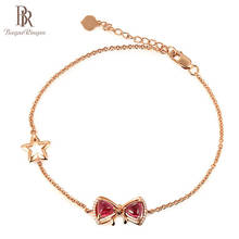 Bague Ringen 925 из стерлингового серебра, рубиновое браслет для женщин, розовое золото, цвет с милым бантом, корейский стиль, очаровательные ювелирные изделия 2024 - купить недорого