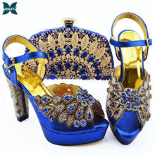Conjunto de sapatos e bolsas femininas, design italiano, cor azul real, sapatos africanos, combinação com sapatos de casamento nigeriano 2024 - compre barato