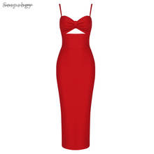 Summer Women's Bandage Long Dress Sexy V-neck Spaghetti Strap Solid Color Bodycon Dress 2021 Elegant Celebrity Club Party Dress 2024 - buy cheap