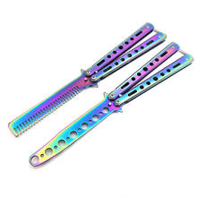 1pcs Foldable Comb Stainless Steel Practice Training Butterfly Knife Comb Beard Moustache Brushes Hairdressing Styling Tool 2024 - buy cheap