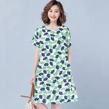Women's T shirt Dress Fashion Gingko Printing O-Neck Short Sleeve Knee Length Dress Summer Streetwear Vestido 2024 - buy cheap
