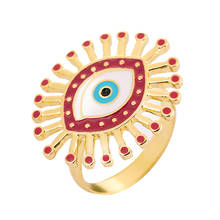 Fashion Red evil eye gold wide engagement band rings for lady women party gift finger jewelry classic antique ring wholesale 2024 - buy cheap