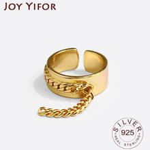 100% 925 Sterling Silver Ring For Women Chian Tassel INS Minimalist Irregular Cross Gold Color Jewelry Bijoux Birthday 2024 - buy cheap