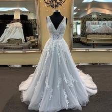 2021 spring V-neck Wedding dress lace pleat платье vestidos de novia wedding party Dress Robe De Soiree bride to be lace-up 2024 - buy cheap