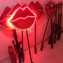 LED light lips lumious lip bar Valentine's Day props party red New Year event nightclub hand placard 2024 - buy cheap