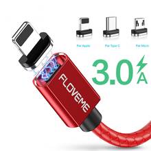 Магнитный Micro USB кабель FLOVEME 3A для быстрой зарядки iPhone samsung, магнитный кабель для зарядки и передачи данных, кабель usb type-C для мобильного телефона 2024 - купить недорого