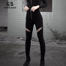 Gothic Black Women High Waist Zipper Bodycon Pants 2020 Spring Goth Punk Female Streetwear   Elasticity Dark Slim Pencil Pants 2024 - buy cheap
