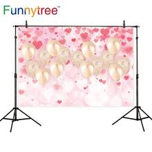 Funnytree-balão de luxo para fotografia, coração rosa, fundo de glitter, foto, decoração personalizada, bokeh 2024 - compre barato