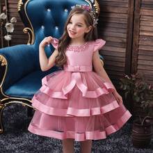 New Year Baby Girls Satin bead bow tutu Wedding Party Dresses for Girls Toddler Christmas Vestidos Formal Dress Kids Clothing 2024 - buy cheap