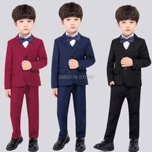 Flower Boys Formal Wedding Suit Kids Birthday Party Blazer Jacket Vest Pants Tie 4Pcs Tuxedo Dress Gentleman Host Costume 2024 - buy cheap