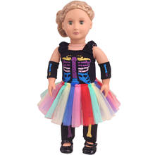 18 дюймов американская кукла для девочек одежда на Хэллоуин, Одежда для новорожденных, черный костюм скелета детские игрушки подходит; Большие размеры 40-43 см для ухода за ребенком для мам мальчик куклы подарок c808 2024 - купить недорого