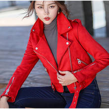 2020 outono inverno vermelho biker jaquetas jaqueta de couro do falso do plutônio das mulheres curtas multy zíper da motocicleta casaco sólido 2024 - compre barato