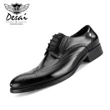 DESAI новые модные мужские Лидер продаж Обувь в деловом стиле в винтажном стиле с перфорацией типа «броги»; Женские туфли-оксфорды с вырезами из натуральной кожи официальные ботинки обувь на высоком каблуке для мужчин 2024 - купить недорого