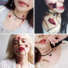 2 pcs Halloween Zombie Scars Tattoos With Fake Scab Bloody Makeup Halloween Decoration Wound Scary Blood Injury Sticker