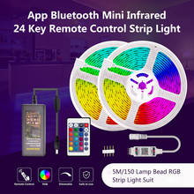 Светодиодные полосы Bluetooth RGB 2835 5050 декоративная светильник ка лампа 12 В 12 В гибкая лента пульт дистанционного управления + адаптер 2024 - купить недорого