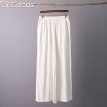 Calças femininas originais de linho estilo chinês, calças largas para mulheres, roupas para mulheres, tai chi wushu calças brancas c170 2024 - compre barato