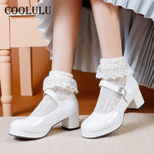 COOLULU Women Shoes Pltaform High Heels Round Toe Chunky Heel Dress Pumps Buckle Strap Ladies Footwear 2021 Spring White Size 48 2024 - buy cheap