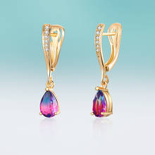New Luxury Gold Dangle Colorful Water Drop Earrings Hanging Cubic Zirconia Earrings for Women Jewelry Delicate Gift Brincos 2024 - buy cheap