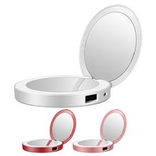 Mini espelho de maquiagem com led, portátil, dobra pequena usb para maquiagem e cosméticos 2024 - compre barato