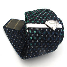 Prendedor de gravata masculino super-homem, material de latão prateado, pinos de grife para homens, atacado e varejo 2024 - compre barato
