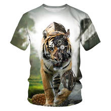 Camiseta masculina para o rei da floresta tigre leão 3d impresso casual camiseta de rua hip-hop para mim 2024 - compre barato