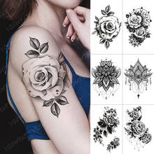 Waterproof Temporary Tattoo Sticker Mandala Henna Flash Tattoos Rose Flower Body Art Arm Water Transfer Fake Tatoo Women Men 2024 - buy cheap