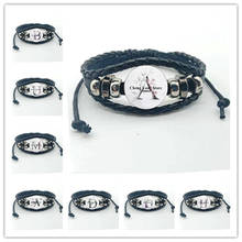 New fashion letter alphabet woven leather bracelet men and women snap metal beaded bracelet ID name friendship black family gift 2024 - buy cheap