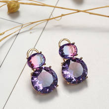 Очаровательные маленькие серьги-клипсы золотого цвета, простые женские серьги с фиолетовыми кристаллами и камнями для женщин, элегантные свадебные серьги с цирконом для невесты 2024 - купить недорого