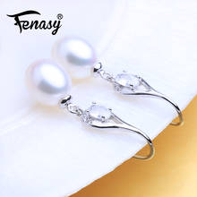 FENASY Pearl Jewelry Natural Pearl earrings for women Korean Sterling Silver Dangle Crystal Earrings Fashion Jewelry 2024 - buy cheap