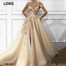 Lorie-vestido de baile longo com decote em v, elegante, apliques com flores, feito à mão, lado dividido, tule, vestidos de festa de formatura 2024 - compre barato