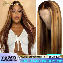 Ombre Honey Blonde Highlight Wig Straight 13x4 Lace Front Human Hair Wig Brazilian 4x4 Lace Wigs For Black Women Remy Density180 2024 - buy cheap