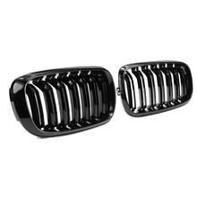 1 Pair New ABS Replacement Gloss Black Double 2 Slat Lind Front Grill Kidney Grille For BMW F15 F16 X5 X6 2014 2015 2016 2017 2024 - buy cheap