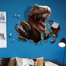 Pegatina de pared rota de dinosaurio 3D, decoración de fondo para sala de estar, dormitorio, póster de película, pegatinas de pared para habitaciones de niños 2024 - compra barato