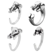 Anel masculino de latão retrô com junta de elefante, anel para casal de animais boho, anel para mulheres e meninas 2024 - compre barato