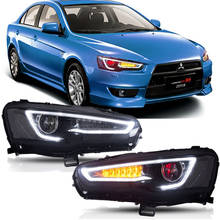 Автомобильные светодиодные фары s для Mitsubishi Lancer EVO X DRL, фасветильник поворотного сигнала с двойным пучком, 12 В, 2008-2018 2024 - купить недорого
