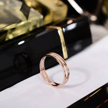 YUN RUO Rose Gold color Fashion Brand Titanium Steel Hollow Out Ring Couple Woman Jewelry Engagement Drop shipping Never Fade 2024 - buy cheap