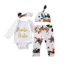 Citgeett Spring 4Pcs Newborn Toddler Baby Girls Clothe Auntie Romper Flower Pants Outfit Autumn Set 2024 - buy cheap