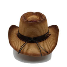 Sombrero de vaquero occidental para hombre y mujer, Sombrero de paja hueca para caballero, vaquera, Jazz, iglesia, Sombrero de papá, para playa, talla ajustable 2024 - compra barato