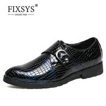 FIXSYS-mocasines de vestir con estampado de serpiente para hombre, zapatos de boda Oxfords sin cordones, con correa, estilo Formal, para negocios 2024 - compra barato