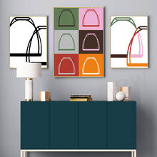 Простые постеры в скандинавском стиле разных цветов, настенные картины с изображением смешателей и колец, для современного декора гостиной 2024 - купить недорого