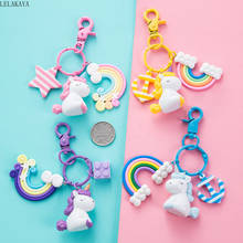 New Cartoon Animals Rainbow Unicorn PVC Keychain Cute Action Figure Women Bag Ornament Car Charm Keyring Pendants Decoration Toy 2024 - buy cheap