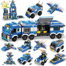 HUIQIBAO 762Pcs Police Station Car Building Blocks City Police Patrol Wagon Vehicle Plane Figures Bricks 8in1 Toys For Children 2024 - buy cheap