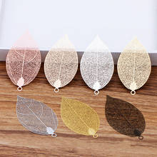 Mibrow-Tapas de cuentas de hoja de cobre, espaciador suelto de filigrana para hacer joyas, 7 colores, 75x39mm, 5 unids/lote 2024 - compra barato