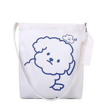 Bolsa de lona com fecho, bolsa de lancheira versão coreana, bolsa de ombro com grande capacidade, impressão de cartoo sólida, bolsas de compras kawaii 2024 - compre barato