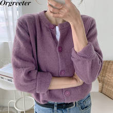 Suéter de vento suave cardigã feminino primavera outono novo suéter curto solto novo coreano sólido de malha jaqueta roupa externa 2024 - compre barato