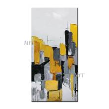 Black And White And Yellow And Grey Abstract Oil Painting Wall Art Home Decor Picture Modern On Canva 100% Handpainted No Framed 2024 - buy cheap